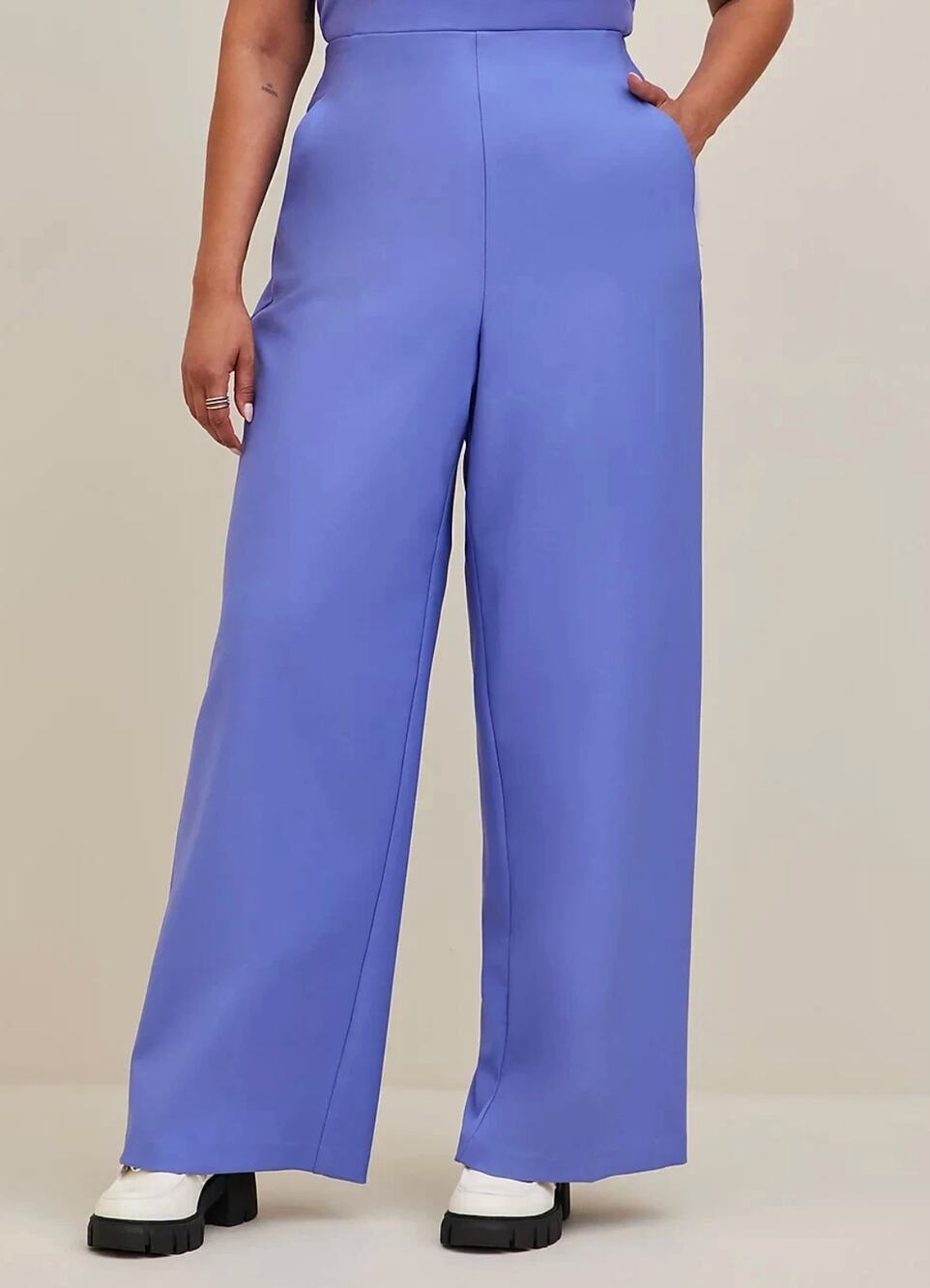 TORRID 5T Tall Plus Wide Leg Pants High Rise Blue Pull On Studio Refined Crepe